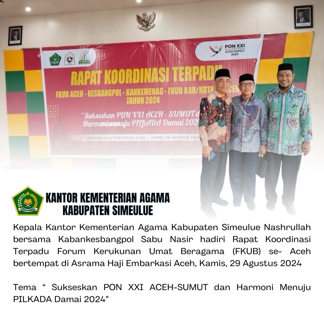 Kakankemenag Simeulue Hadiri Pembukaan Pelatihan Pengumpul Zakat Infaq TPAD se-Kabupaten Simeulue Tahun 2022