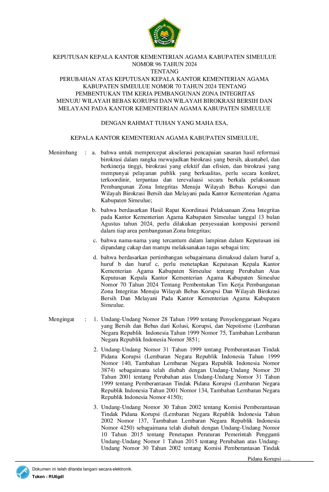 Keluarga Besar Kankemenag Simeulue Adakan Kunjungan Sosial