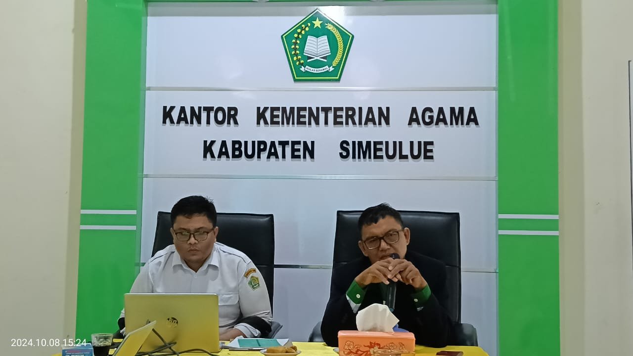 Kasubbag TU, Fauzan : Pimpin Rapat Koordinasi Pelaksanaan Opname Barang Milik Negara (BMN) di Satuan Kerja Sekretariat Jenderal Kemenag Simeulue.
