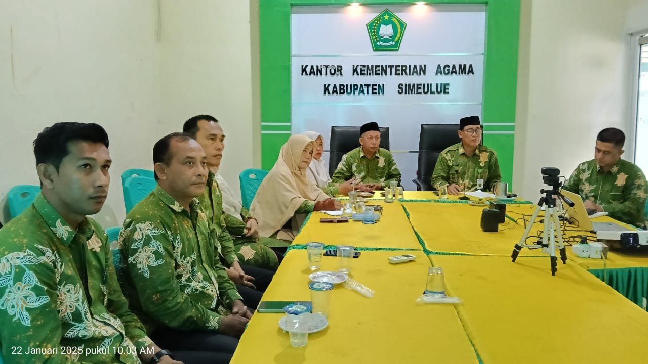 Kakankemenag Simeulue Beserta Jajaran Ikuti Rakernas Kemenag RI Secara Daring