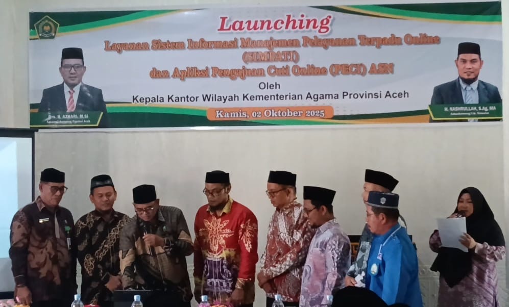 Kakanwil Kemenag Aceh Luncurkan Layanan SIMPATI dan Aplikasi Pengajuan Cuti Online ASN Kankemenag Kab. Simeulue